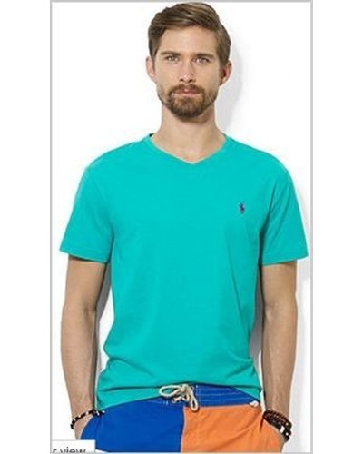Ralph Lauren Men's  V Neck T Shirt Pool Green