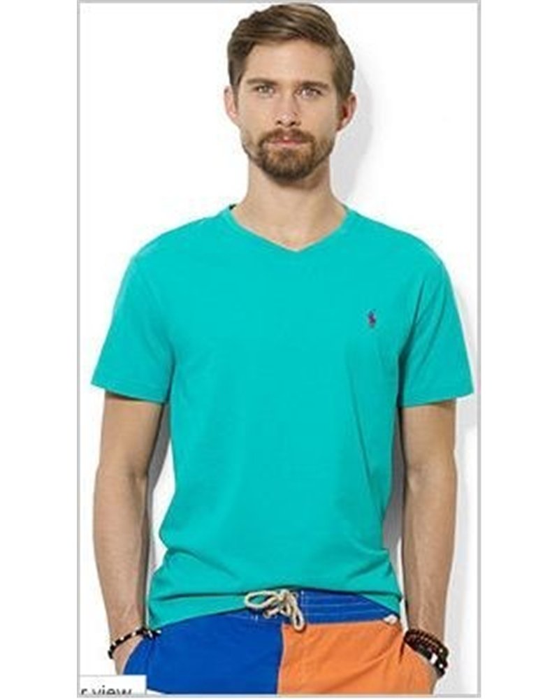 Ralph Lauren Men's  V Neck T Shirt Pool Green