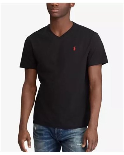 Ralph Lauren Men's  V Neck T Shirt Black