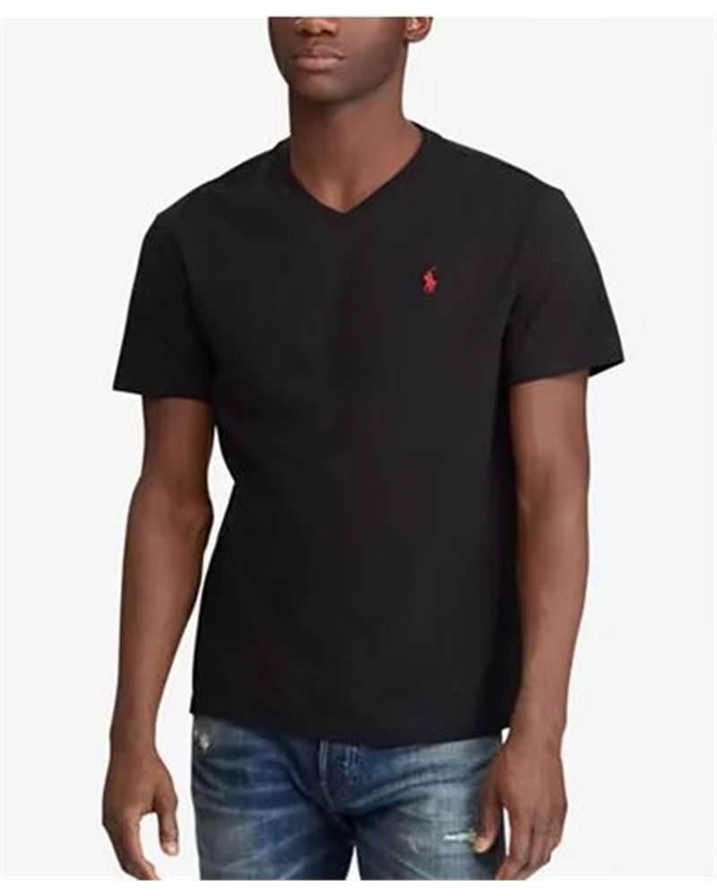 Ralph Lauren Men's  V Neck T Shirt Black