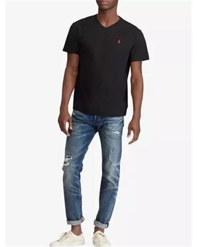 Ralph Lauren Men's  V Neck T Shirt Black