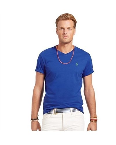 Polo  Ralph Lauren Men's  V Neck T Shirt Royal Blue