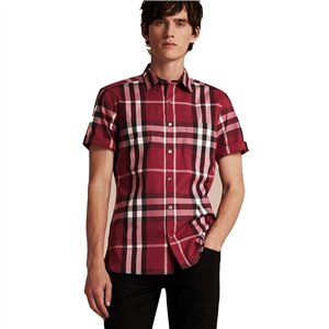 Burberry Men's  Exploded Check Short-Sleeve Shirt Red