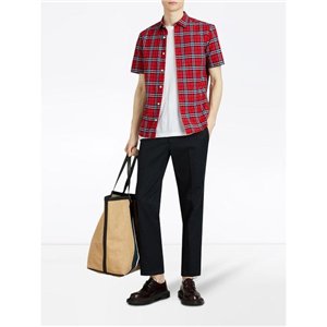 Burberry Men's  Exploded Check Short-Sleeve Shirt, Camel