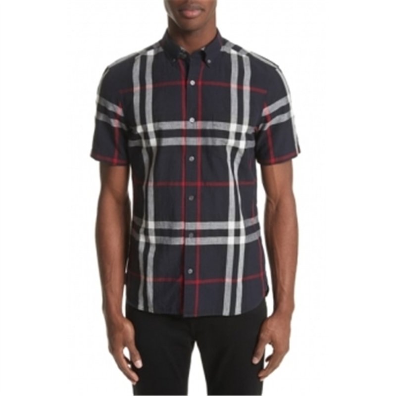 Burberry Men's Exploded Check Short-Sleeve Shirt Black