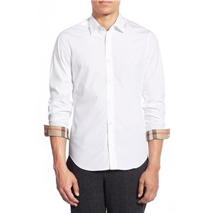 Burberry Britt Men's Long Sleeve Check Inner Collar  White