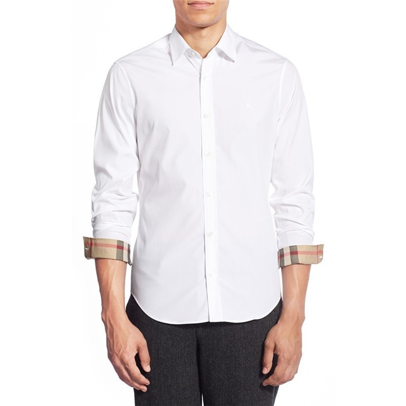 Burberry Britt Men's Long Sleeve Check Inner Collar  White