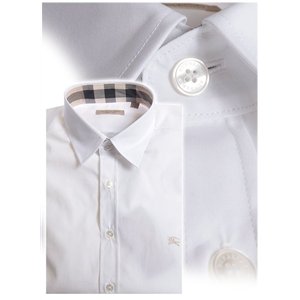 Burberry Britt Men's Long Sleeve Check Inner Collar  White