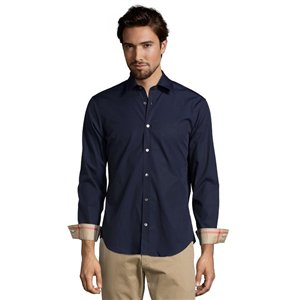 Burberry Britt Men's Long Sleeve  Check Inner Collar Navy