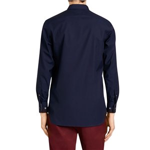 Burberry London Men's Long Sleeve  Check Inner Collar Navy