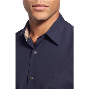 Burberry Britt Men's Long Sleeve  Check Inner Collar Navy