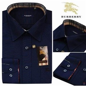 Burberry Britt Men's Long Sleeve  Check Inner Collar Navy