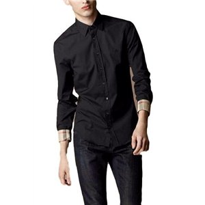 Burberry Britt Men's  Long Sleeve  Check Inner Collar  Black