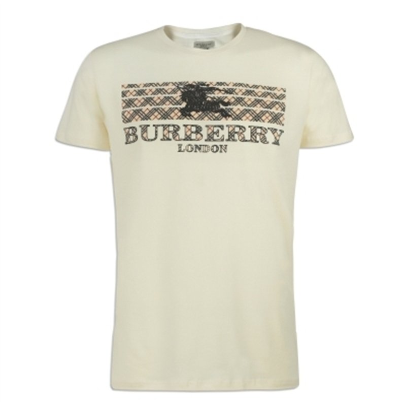 Burberry Men's Crew Neck Graphic Cotton T-Shirt wHITE