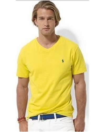 Ralph Lauren Men's  V Neck T Shirt Yellow