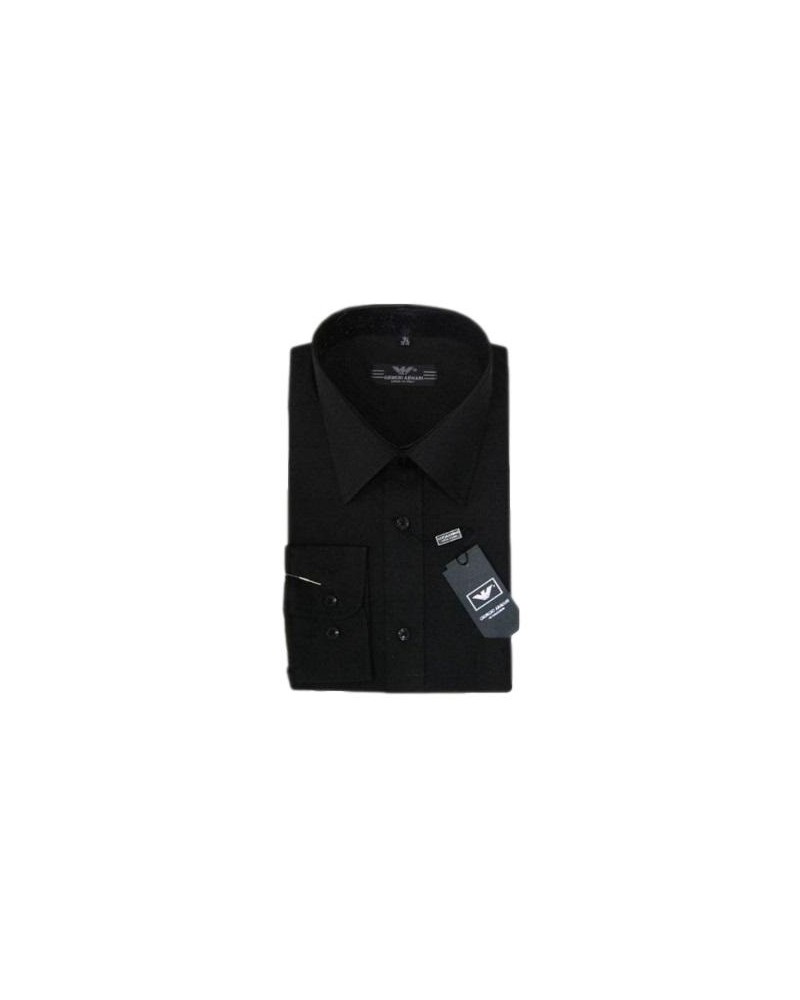 Giorgio Armani Men's Solid Black Button Down Shirt