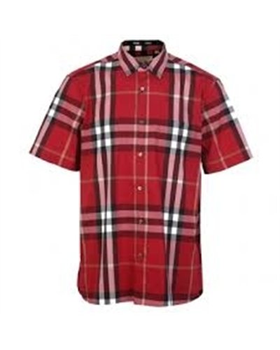 Burberry Men's  Exploded Check Short-Sleeve Shirt Red