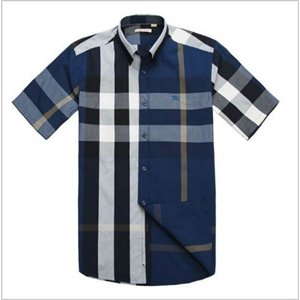 Burberry Men's Cotton  Check Button Down Short Sleeve Shirt