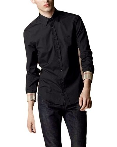 Burberry Britt Men's  Long Sleeve  Check Inner Collar  Black
