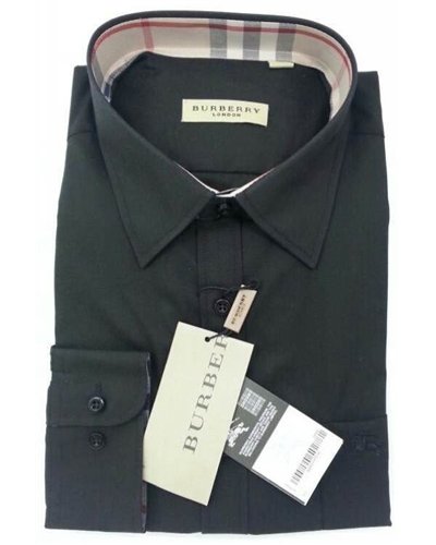 Burberry Britt Men's  Long Sleeve  Check Inner Collar  Black