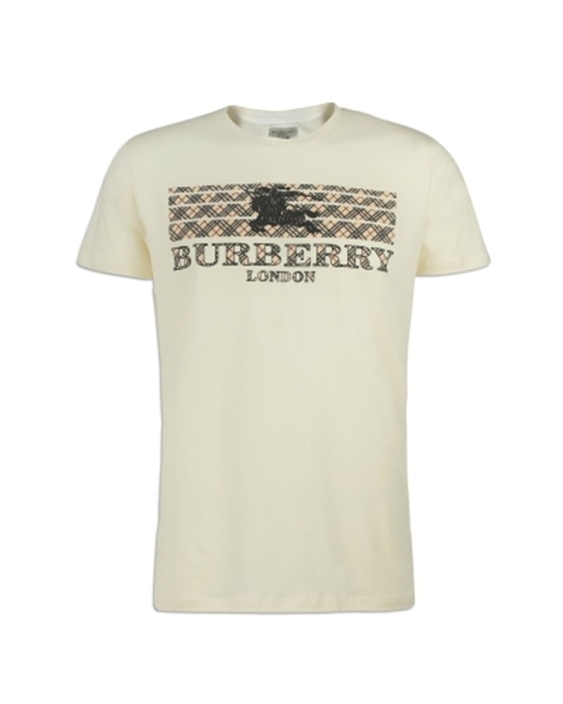 Burberry Men's Crew Neck Graphic Cotton T-Shirt wHITE