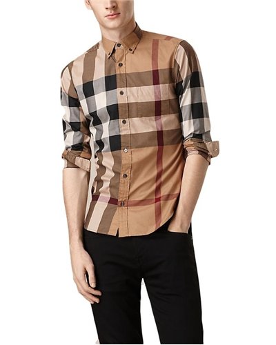 Burberry Men's Cotton Exploded Check Button Down Shirt