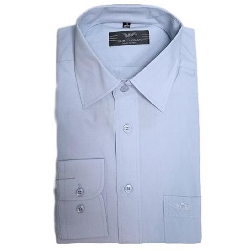 Giorgio Armani Men's Solid  Blue Cotton Button Down Shirt