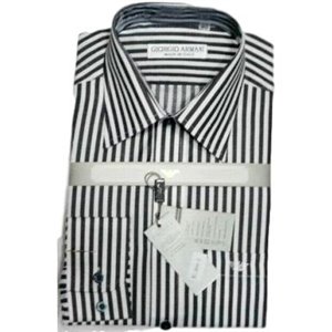 Giorgio Armani White/Ash Striped  Button Down Shirt Final Sale