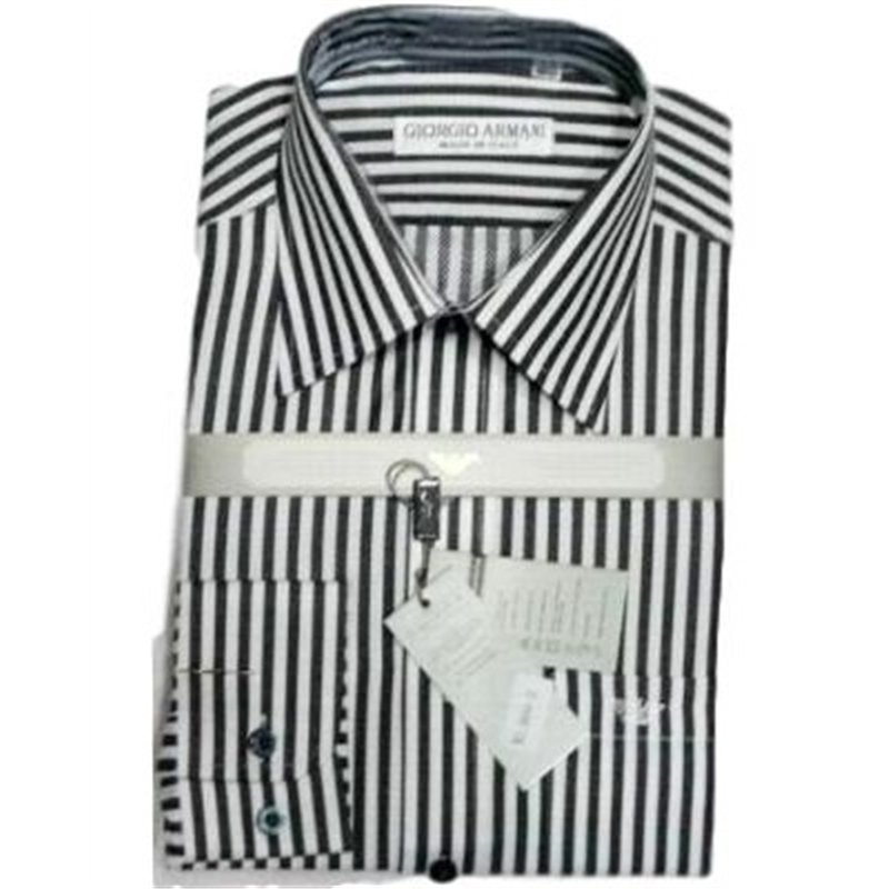 Giorgio Armani White/Ash Striped  Button Down Shirt Final Sale
