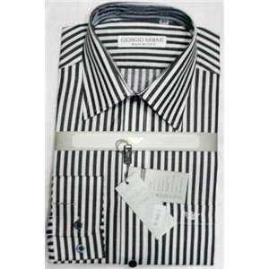 Giorgio Armani White/Ash Striped  Button Down Shirt Final Sale