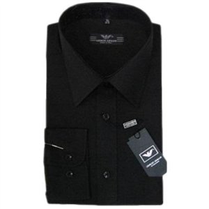 Giorgio Armani Men's  Solid Black Button Down Shirt