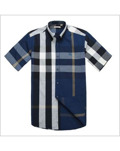 Burberry Men's Cotton  Check Button Down Short Sleeve Shirt