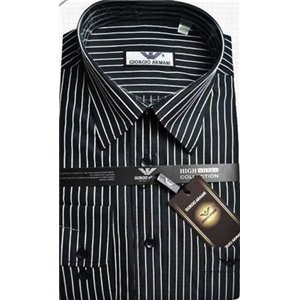 Giorgio Armani Black W White Pin Stripe Button Down Final Sale