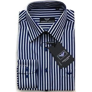Giorgio Armani Navy/White Striped Button Down Shirt Final Sale