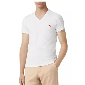 Burberry Men's V Neck T- Shirt White