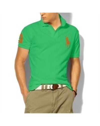 Ralph Lauren Big Pony 3 Short Sleeve Polo Shirt  Green W Red Pony