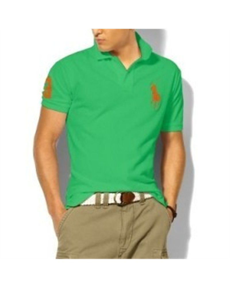 Ralph Lauren Big Pony 3 Short Sleeve Polo Shirt  Green W Red Pony