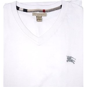Burberry Brit Men's Lindon Cotton V-Neck Tee in White