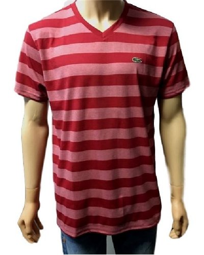 Lacoste Men's Pima Cotton V-Neck T-Shirt Striped