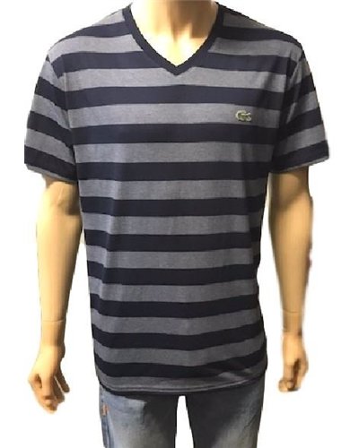 Lacoste Men's Pima Cotton V-Neck T-Shirt Striped