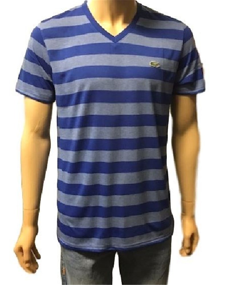 Lacoste Men's Pima Cotton V-Neck T-Shirt Striped