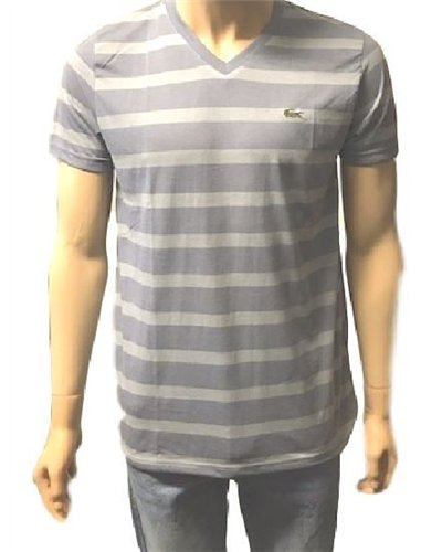 Lacoste Men's Pima Cotton V-Neck T-Shirt Striped