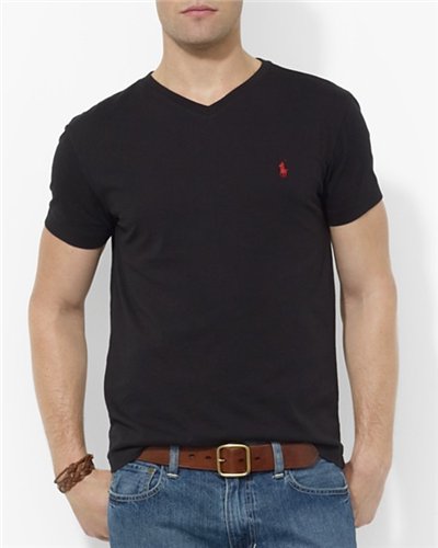 Ralph Lauren V Neck T Shirt Black