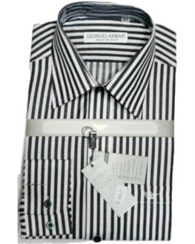 Giorgio Armani White/Ash Striped  Button Down Shirt Final Sale