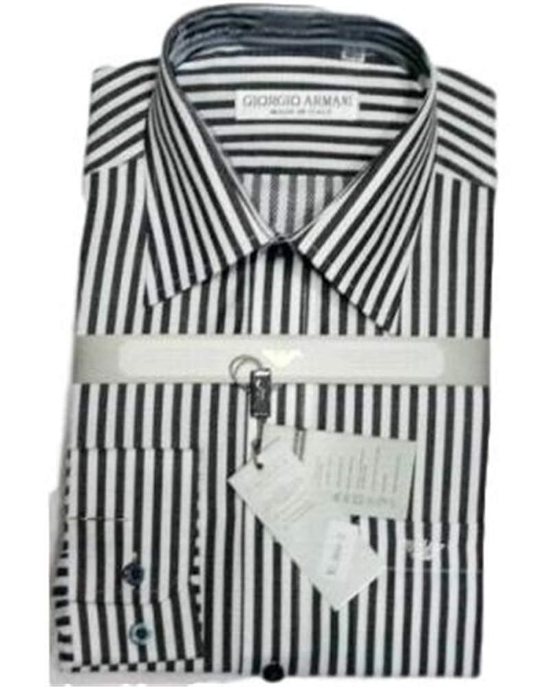 Giorgio Armani White/Ash Striped  Button Down Shirt Final Sale