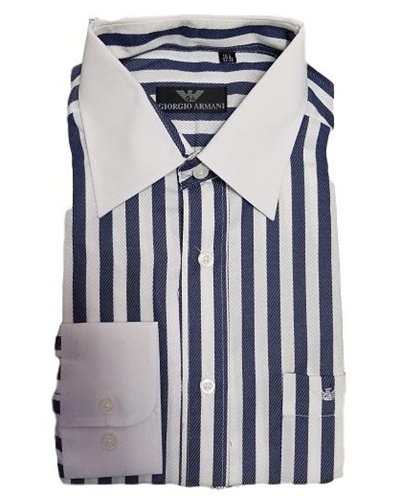 Armani Men's Black White Stripe Down Shirt