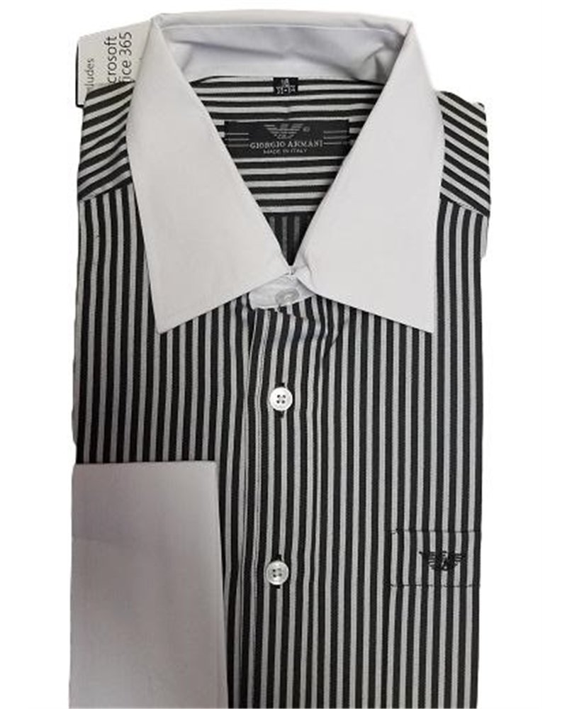 Armani  Men's Striped W White  Collar  Button Down Shirt Final Sale