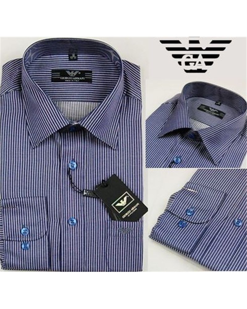 Armani Men's Navy Stripe  Button Down Shirt
