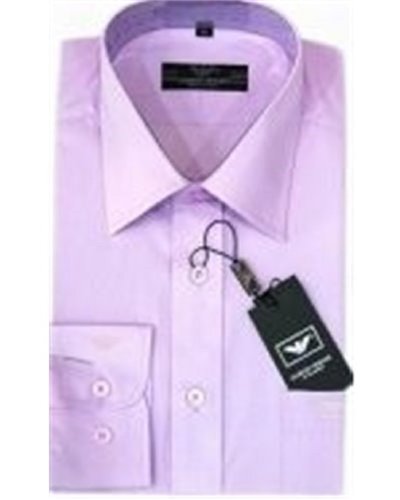 Armani Men's Solid Lavender  Cotton Button Down Shirt