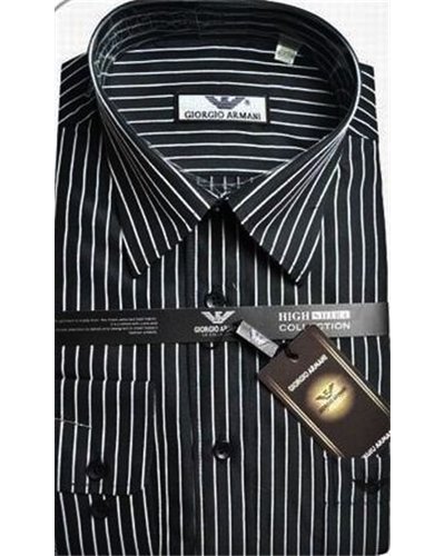 Giorgio Armani Black W White Pin Stripe Button Down Final Sale